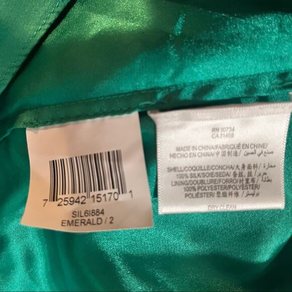 Y2K BCBG Max Azria Green Silk 3D Rosette Asymmetric Fairy Goddess Maxi Dress 2 - Picture 7 of 7